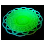 M4 - Antique Imperial Glass Vaseline Opalescent Lace Edge Plate