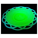 M4 - Antique Imperial Glass Vaseline Opalescent Lace Edge Plate