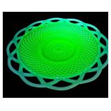 M4 - Antique Imperial Glass Vaseline Opalescent Lace Edge Plate