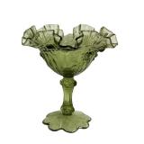 E2 - Vintage Fenton Green Glass Pedestal Bowl & Comport Mixed Lot