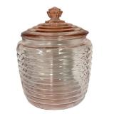 E2 - Vintage Anchor Hocking Manhattan 8" Horizontal Ribbed Lidded Jar