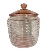E2 - Vintage Anchor Hocking Manhattan 8" Horizontal Ribbed Lidded Jar
