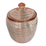 E2 - Vintage Anchor Hocking Manhattan 8" Horizontal Ribbed Lidded Jar