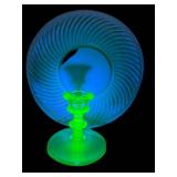 M4 - Vintage Uranium Green Depression Glass Candle Holder & Plate Mixed Lot