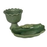 F3 - Red Wing Art Pottery Shape 384 Pedestal Urn & 658 Seashell Bowl Mixed Lot