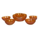 F3 - Vintage Jeanette Crackle Glass Berry Bowl Set (Lot of 5)