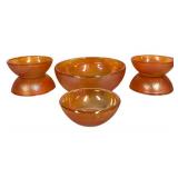 F3 - Vintage Jeanette Crackle Glass Berry Bowl Set (Lot of 5)