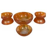 F3 - Vintage Jeanette Crackle Glass Berry Bowl Set (Lot of 5)