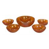 F3 - Vintage Jeanette Crackle Glass Berry Bowl Set (Lot of 5)