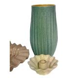 F3 - Vintage Red Wing Pottery Vase, Candle Holder, Ashtray & 10" Plate Mixed Lot