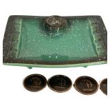 E5 - Vintage Roseville Hyde Park Ashtrays With Interchangeable Letters (Lot of 2)