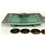 E5 - Vintage Roseville Hyde Park Ashtrays With Interchangeable Letters (Lot of 2)