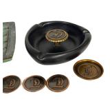 E5 - Vintage Roseville Hyde Park Ashtrays With Interchangeable Letters (Lot of 2)