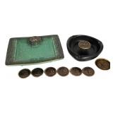 E5 - Vintage Roseville Hyde Park Ashtrays With Interchangeable Letters (Lot of 2)