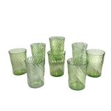 M4 - Vintage Anchor Hocking Vaseline Glass Spiral Tumblers (Lot of 7)