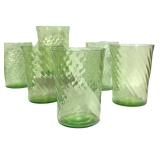 M4 - Vintage Anchor Hocking Vaseline Glass Spiral Tumblers (Lot of 7)