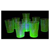 M4 - Vintage Anchor Hocking Vaseline Glass Spiral Tumblers (Lot of 7)