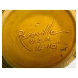 M3 - Vintage Roseville Pottery Peony Console Bowl & Floral Frog (Lot of 2)