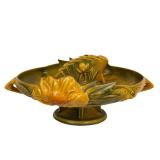 M3 - Vintage Roseville Pottery Peony Console Bowl & Floral Frog (Lot of 2)