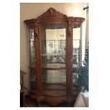 LR - Gorgeous Curved Glass Display Cabinet with Lion Head Detail