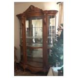 LR - Gorgeous Curved Glass Display Cabinet with Lion Head Detail