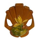 K6 - Vintage Roseville Pottery Water Lily Floral Frog Bud Vase