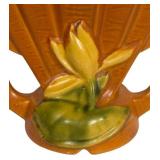 K6 - Vintage Roseville Pottery Water Lily Floral Frog Bud Vase
