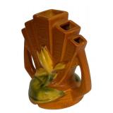 K6 - Vintage Roseville Pottery Water Lily Floral Frog Bud Vase
