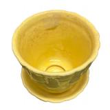 H4 - Vintage Usa Pottery Teapot, Baby Cradle Planter & McCoy Yellow Bamboo Planter
