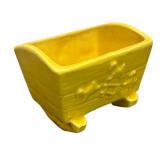 H4 - Vintage Usa Pottery Teapot, Baby Cradle Planter & McCoy Yellow Bamboo Planter