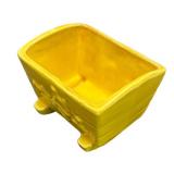 H4 - Vintage Usa Pottery Teapot, Baby Cradle Planter & McCoy Yellow Bamboo Planter