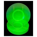 G3 - Set of Five Vintage Imperial Uranium Twisted Optic Glass Plates