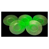 G3 - Set of Five Vintage Imperial Uranium Twisted Optic Glass Plates