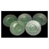 G3 - Set of Five Vintage Imperial Uranium Twisted Optic Glass Plates