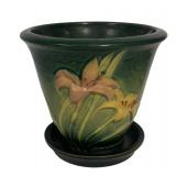 K4 - Vintage Roseville Zephyr Lily Flower Pot and Saucer