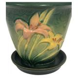 K4 - Vintage Roseville Zephyr Lily Flower Pot and Saucer