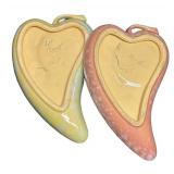 I4 - Two Vintage Roseville Wincraft Heart Leaf Trays