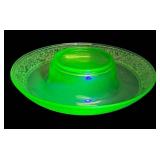 I4 - Vintage Cambridge Etched Uranium Glass Bowl