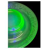 I4 - Vintage Cambridge Etched Uranium Glass Bowl