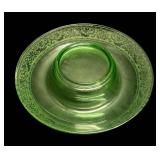 I4 - Vintage Cambridge Etched Uranium Glass Bowl
