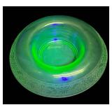 I4 - Vintage Cambridge Etched Uranium Glass Bowl