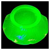 I5 - Vintage Hocking Uranium Glass Spiral Bowl