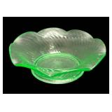 I5 - Vintage Hocking Uranium Glass Spiral Bowl