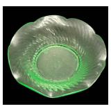 I5 - Vintage Hocking Uranium Glass Spiral Bowl