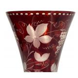 I4 - Vintage Egermann Red Cut-to-Clear Vase