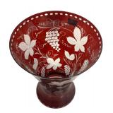 I4 - Vintage Egermann Red Cut-to-Clear Vase