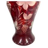 I4 - Vintage Egermann Red Cut-to-Clear Vase