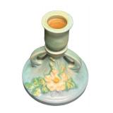 J3 - Vintage Roseville White Rose Bowl & Candle Holder