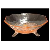 J4 - Vintage Lancaster Glass Rose Kay Footed Bowl