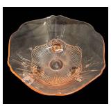 J4 - Vintage Lancaster Glass Rose Kay Footed Bowl